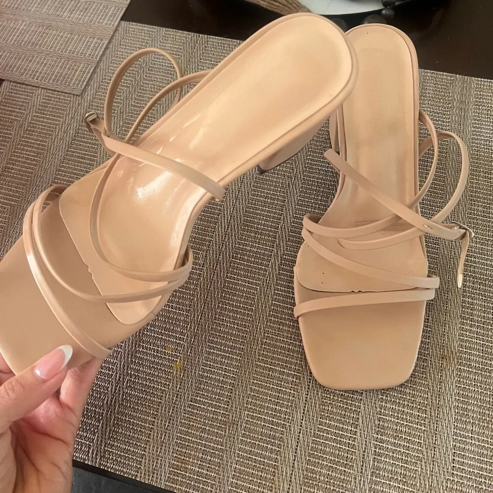 Azazie-ANKLE STRAP BLOCK HEEL SANDALS - Picture 7 of 9